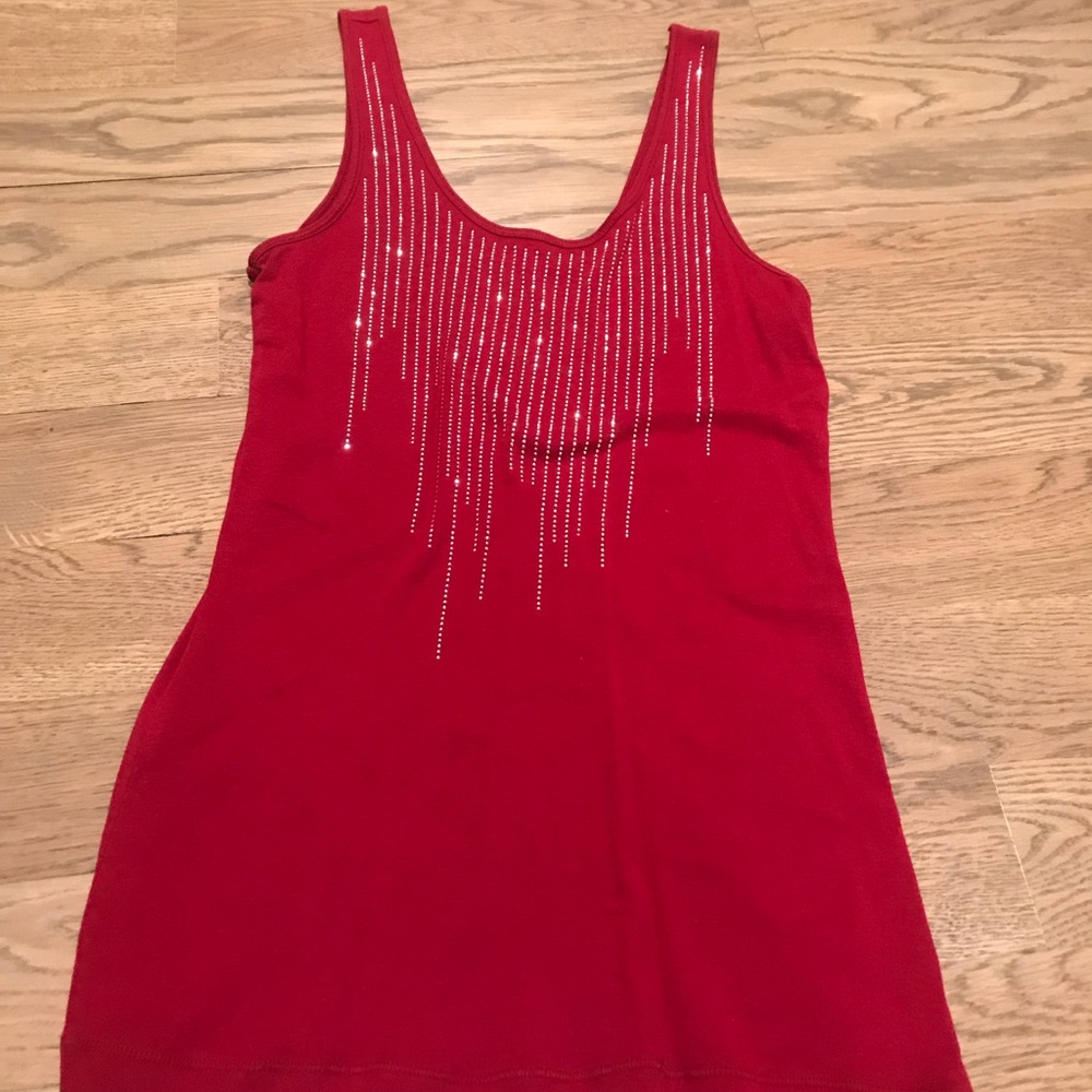 Express Red Tank Top with Silver Accents